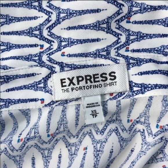 Express Eiffel Tower Button Down Top Like New XS 20A - Picture 7 of 8